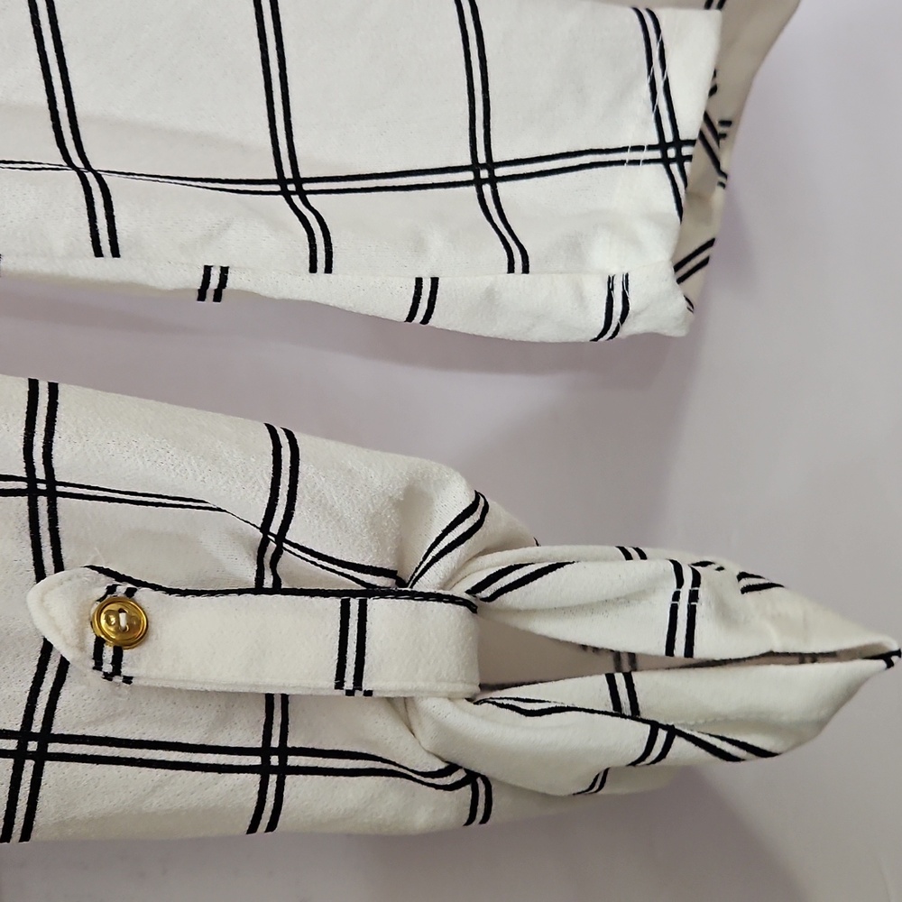 The Workshop Black White Windowpane Pattern Top Sz Med - Picture 3 of 11